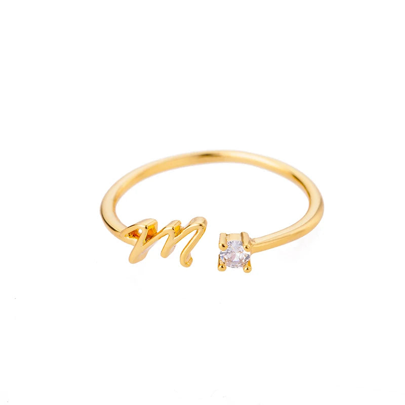 A-Z Initial Rings for Women Open Adjustable Stainless Steel Wedding Ring 2025 Trend Gold Color Couple Jewelry Accessories Gift