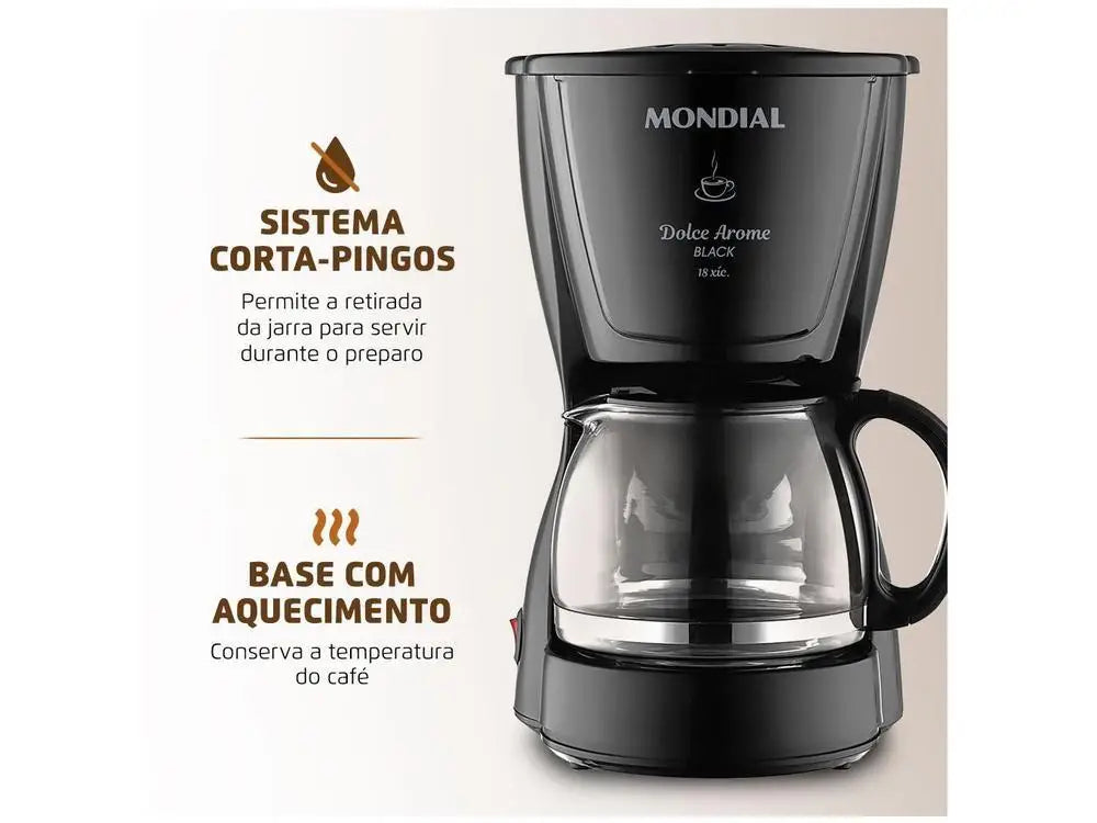 Electric Coffee maker Mondial Dolce Arome Black C-30-18X-FB 18 Cafes Black-110V