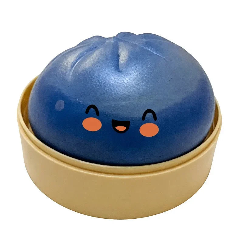 Colorful Dumpling Squishy Stress Relief Toy with Steamer Reusable Dough Ball Squeeze Rebound Sensory Fidget Toy Office Gift