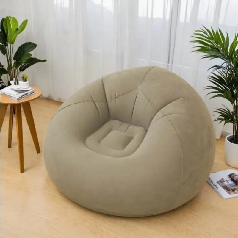 New Flocking Inflatable Lazy Sofa Single Bean Bag Shape Foldable Spherical Inflatable Multicolor Sofa Relaxing Comfortable Home