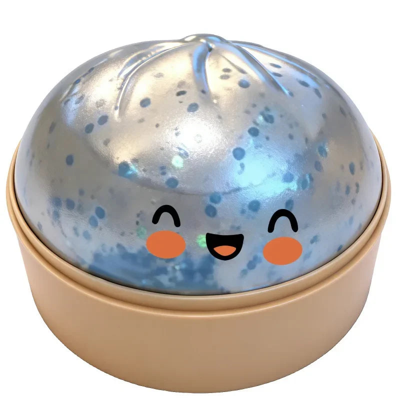 Colorful Dumpling Squishy Stress Relief Toy with Steamer Reusable Dough Ball Squeeze Rebound Sensory Fidget Toy Office Gift