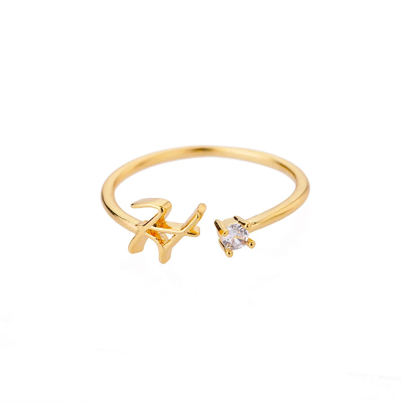 A-Z Initial Rings for Women Open Adjustable Stainless Steel Wedding Ring 2025 Trend Gold Color Couple Jewelry Accessories Gift