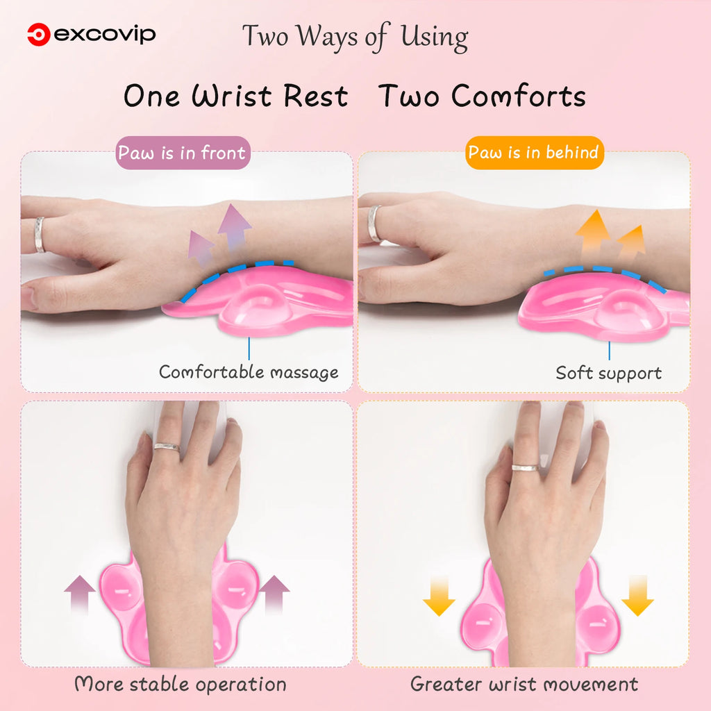 EXCO Silicone Mouse Wrist Rest Support Ergonomic Cat Paw Hand Pad Cushion Comfortable Soft for Gaming Office Computer Laptop