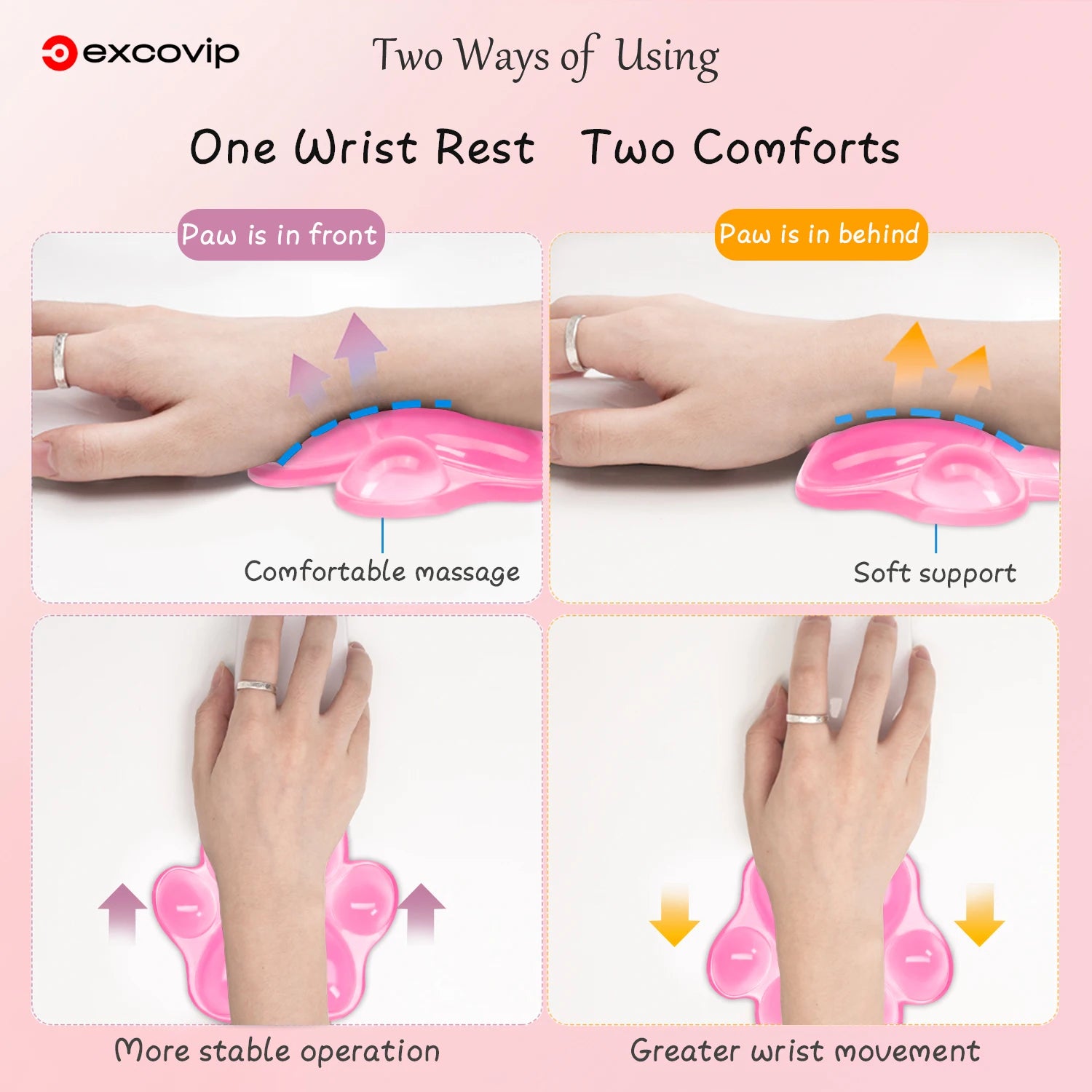 EXCO Silicone Mouse Wrist Rest Support Ergonomic Cat Paw Hand Pad Cushion Comfortable Soft for Gaming Office Computer Laptop