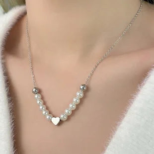 Minimalist Pearl Heart Butterfly Pendnat Clavicle Chain Women Temperament Elegant Jewelry Gifts For Her
