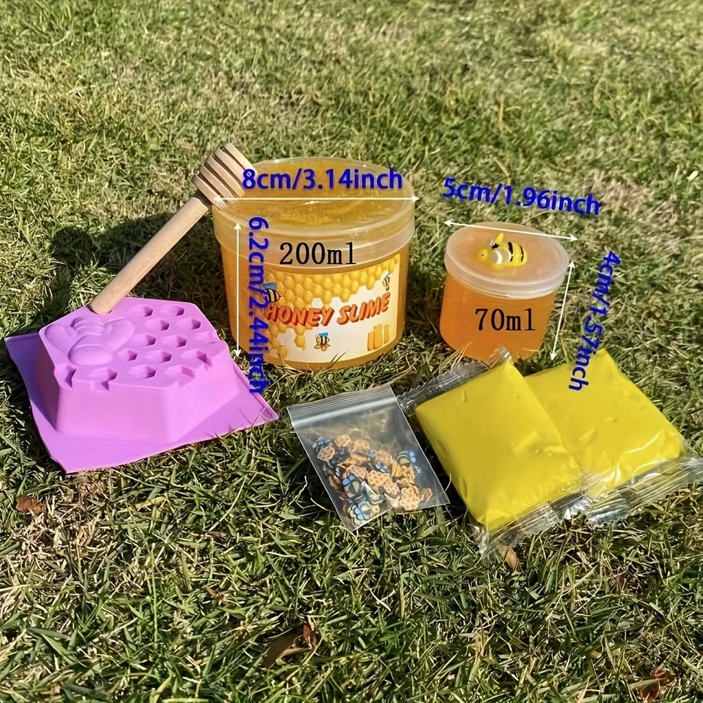 DIY Honeycomb Slime Kit - Transparent Stretchy Slime & Clay Set for Handmade Simulation Play Stress Relief Toy for Kids & Adults