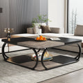 Tribesigns Square Coffee Table with 2 Tiers, 40 inches Low Farmhouse Coffee Table with Wood Storage Shelf Heavy Duty Metal Curve