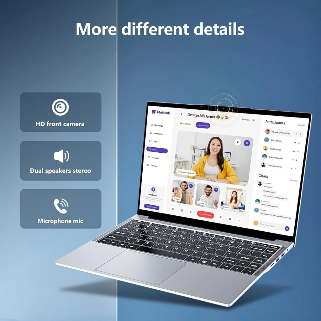 NEW 14.1 inch Portable Laptop 12GB 2TB Intel Core i7 9850H Windows 11 Gaming Computer PC Gamer office Notebook 1920*1080 HD 4K