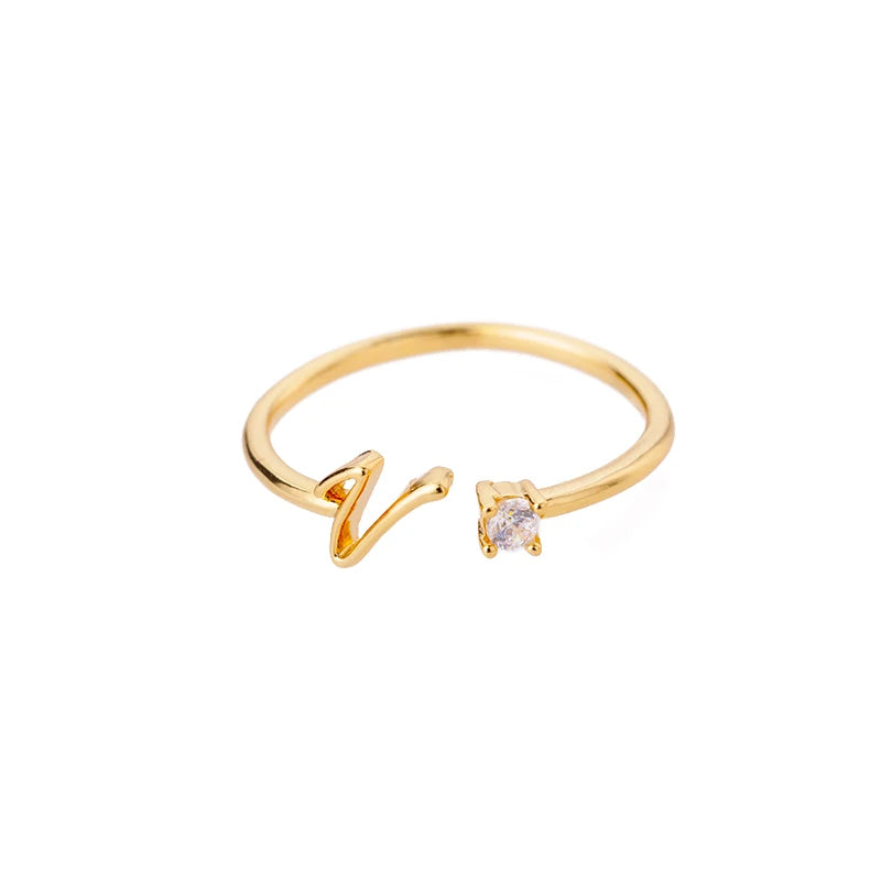 A-Z Initial Rings for Women Open Adjustable Stainless Steel Wedding Ring 2025 Trend Gold Color Couple Jewelry Accessories Gift