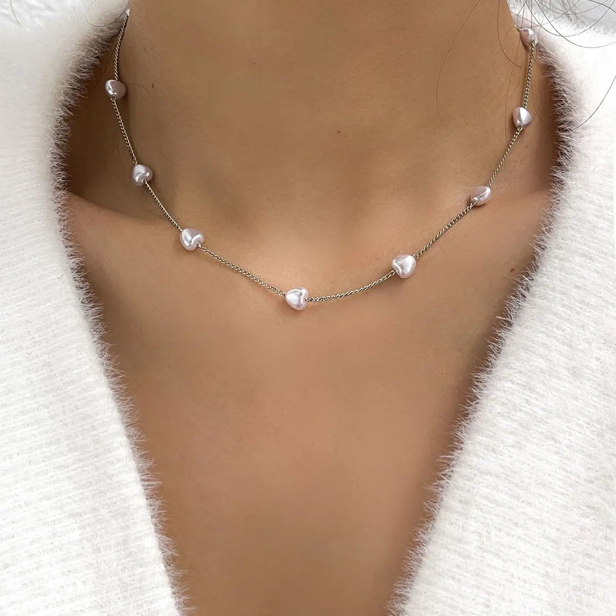 Minimalist Pearl Heart Butterfly Pendnat Clavicle Chain Women Temperament Elegant Jewelry Gifts For Her