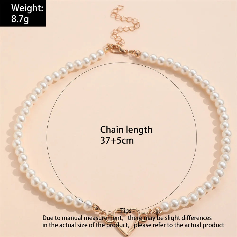 Minimalist Pearl Heart Butterfly Pendnat Clavicle Chain Women Temperament Elegant Jewelry Gifts For Her