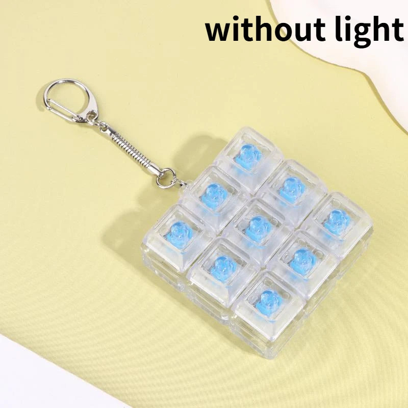 4/9 Keys Mechanical Keyboard Axis Tester LED Keyboard Key Toy Stress Relief DIY Button Keycap Fidget Keychain Toys Gift