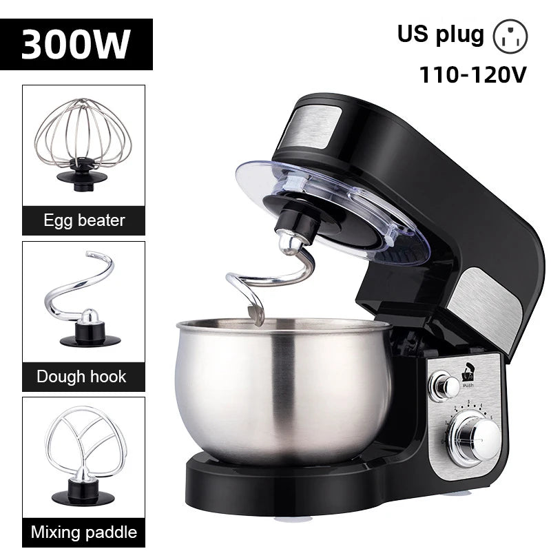 3/3.5L Bowl Stand Mixer Electric Chef Machine Flour Mixing Blender Food Processor Kneading Cake Bread Dough Whisk Eggs Beater EU