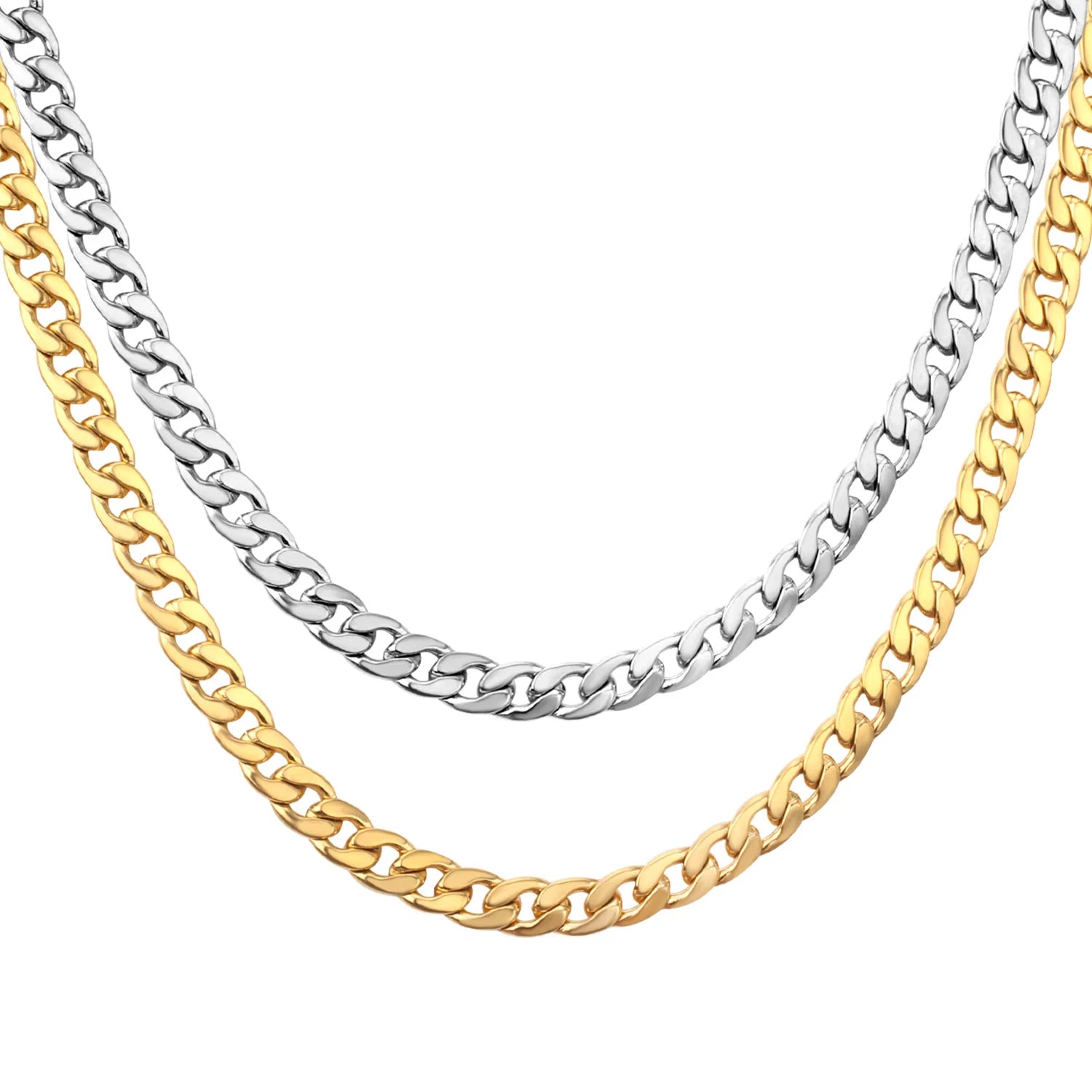 ASONSTEEL 5/7MM Gold Color Punk Cuban Link Chains Stainless Steel Men Women Long Necklace Choker Jewelry Wholesale Bulk Sale