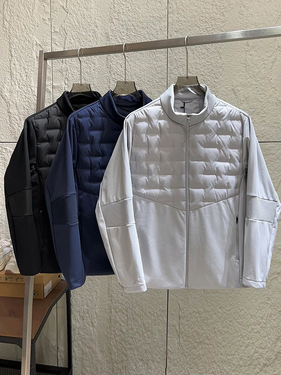 Men's Lightweight Outdoor down Jacket Stand Collar Filled Vest Casual Fashion Warm Windproof All-Match Winter Poly Fiber