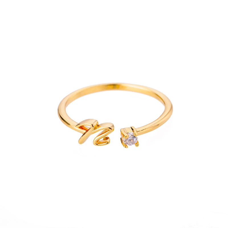A-Z Initial Rings for Women Open Adjustable Stainless Steel Wedding Ring 2025 Trend Gold Color Couple Jewelry Accessories Gift