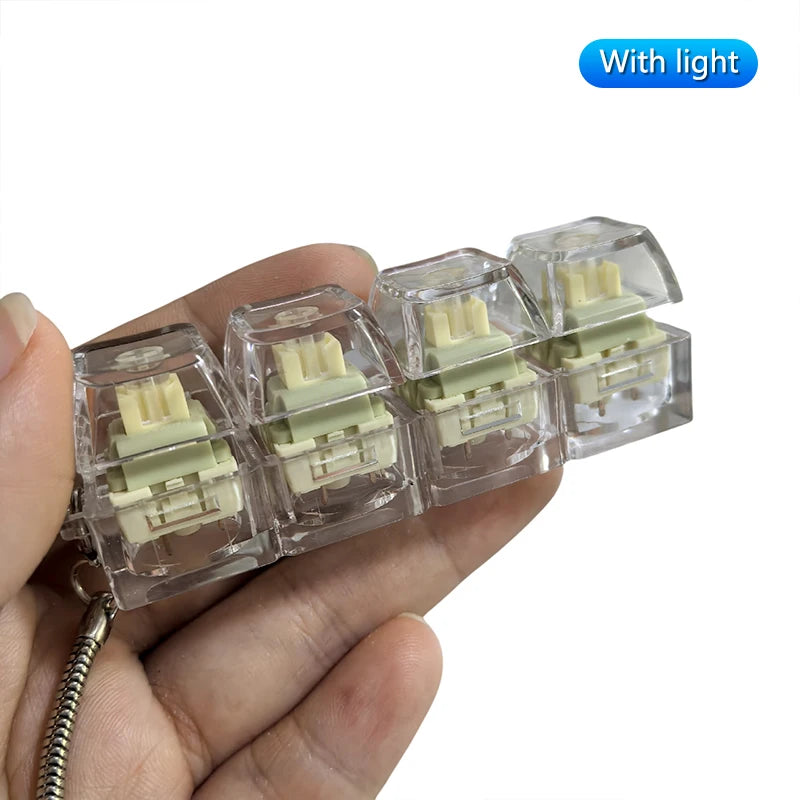 4/9 Keys Mechanical Keyboard Axis Tester LED Keyboard Key Toy Stress Relief DIY Button Keycap Fidget Keychain Toys Gift