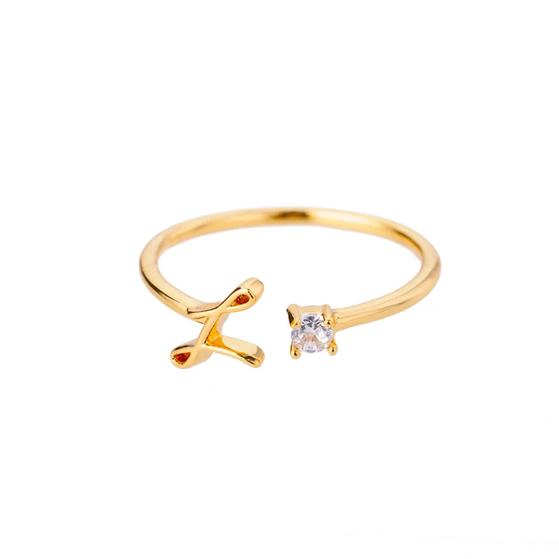 A-Z Initial Rings for Women Open Adjustable Stainless Steel Wedding Ring 2025 Trend Gold Color Couple Jewelry Accessories Gift