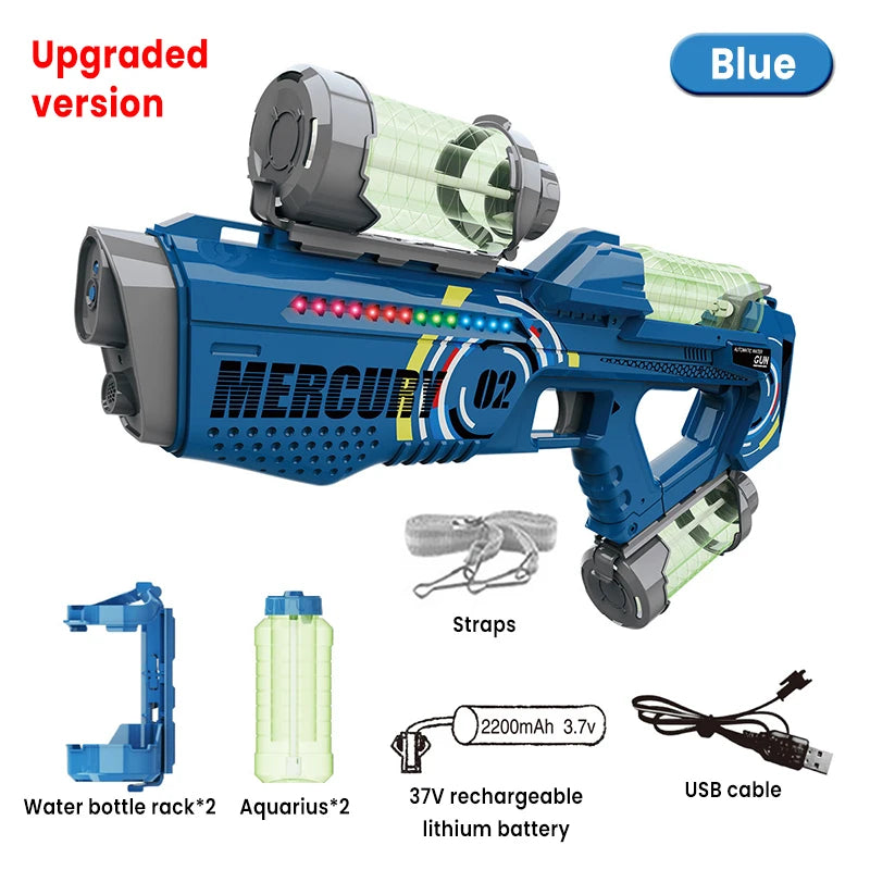 2025 Summer Electric Water Gun Children Toy Fully Automatic Continuous Shooting Water Gun with Sound Effects Luminous Efficacy