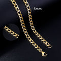ASONSTEEL 5/7MM Gold Color Punk Cuban Link Chains Stainless Steel Men Women Long Necklace Choker Jewelry Wholesale Bulk Sale